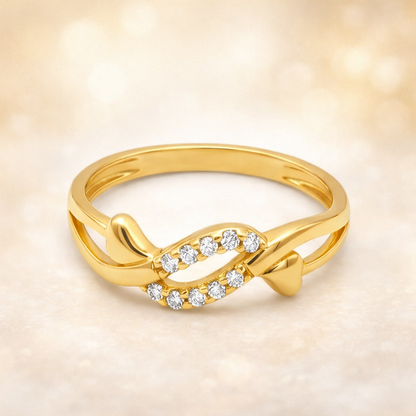 Elegant Gold Infinity Heart Ring with Sparkling Stones for Women